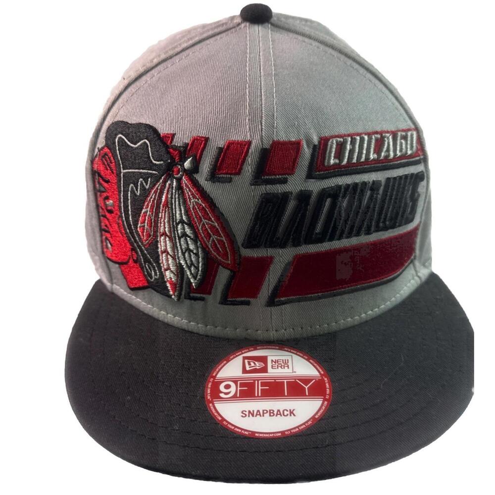 Chicago Blackhawks New Era Gray Hat SnapBack Cap 59Fifty Hockey NHL Embroidered
